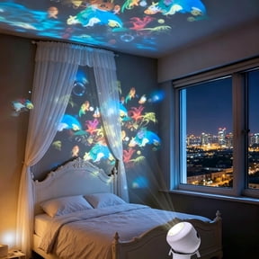 HIJUNE 2027 Upgrade Immersive Ocean Projector, Dynamic 360° Rotating Wave Night Projection Night Light,Multi-Angle Projection Base for Bedroom, Home Theater