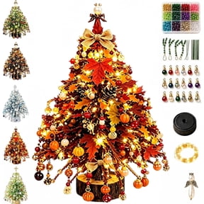HIJUNE DIY Beaded Christmas Tree Kit, 3D Crystal Bead Pearl Christmas Tree Making Kit, Colorful Beads, Metal Frame, Angel Topper, Warm Glow Display, Holiday Tabletop Tree Decoration