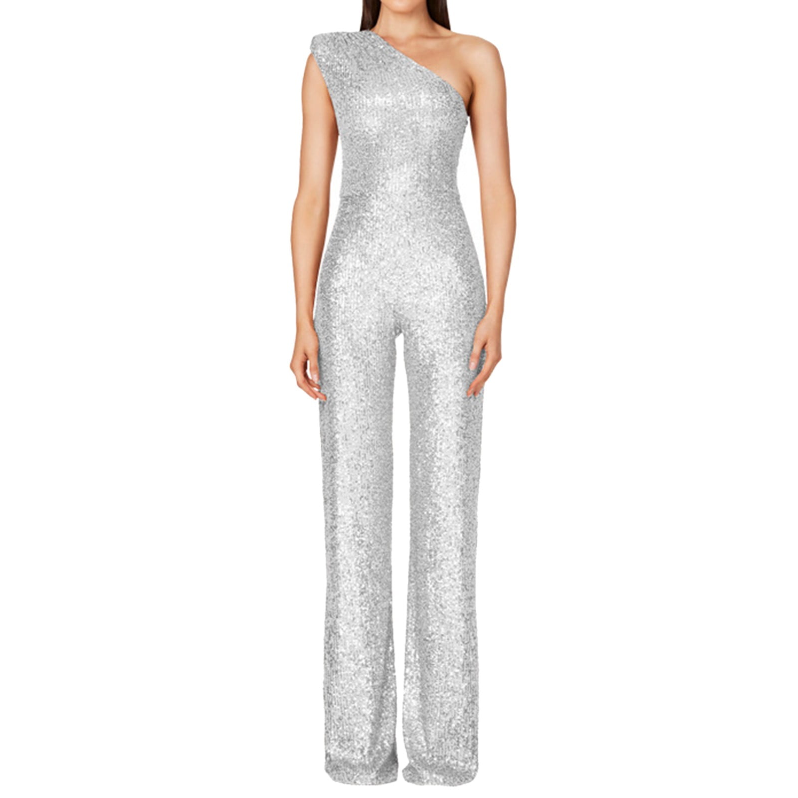 HIK2RMB Womens Jumpsuits Casual V Neck Baggy Rompers Sleeveless Loose