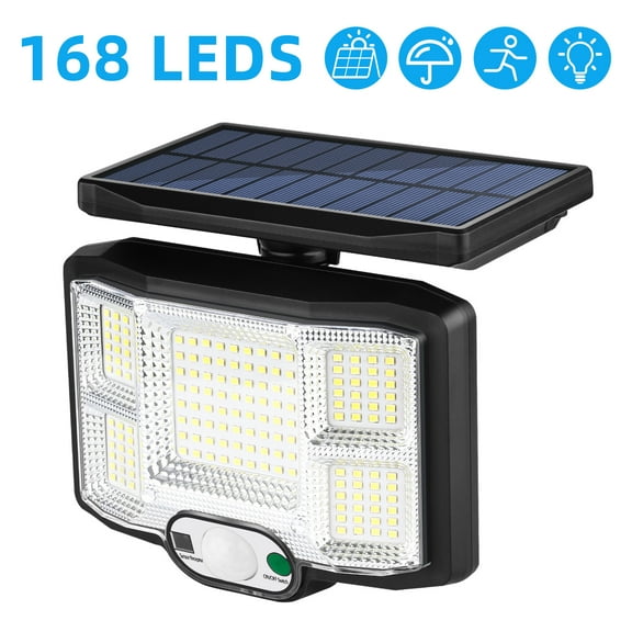 HIKE Solar Wall Lamp, 168 LED Solar Flood Light with Remote Control IP65 Waterproof Wireless Solar Motion Sensor Lights Outdoor Illumination Security Light- Garage Yard Garden Patio
