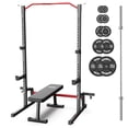 thumbnail image 1 of HIKEDIN Multi-Functional Home Gym Squat Rack with Adjustable Bench, Barbell & 240lbs Weight Plates Set, Complete Strength Training System for Squats, Bench Press, Pull-Ups,, 1 of 1