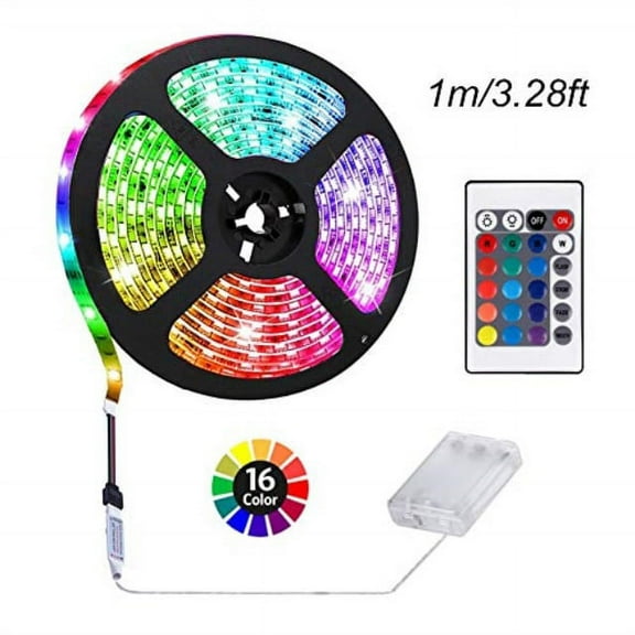 HIKENRI 1M33ft Battery Powered LED Strip Lights Flexible Color Changing RGB LED Light Strip TV Backlight Background Lighting