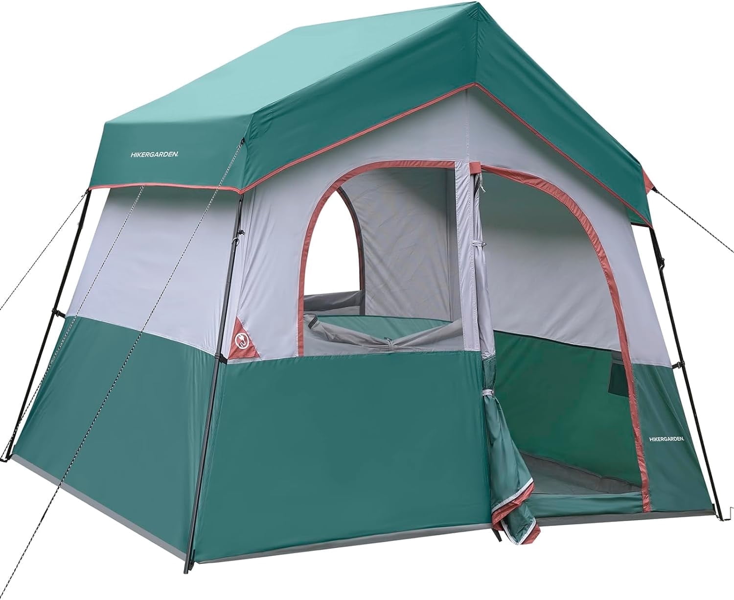 HIKERGARDEN 6 Person Camping Tent - Portable Easy Set Up Family Tent for Camp, Windproof Fabric Cabin Tent Outdoor for Hiking, Backpacking, Traveling