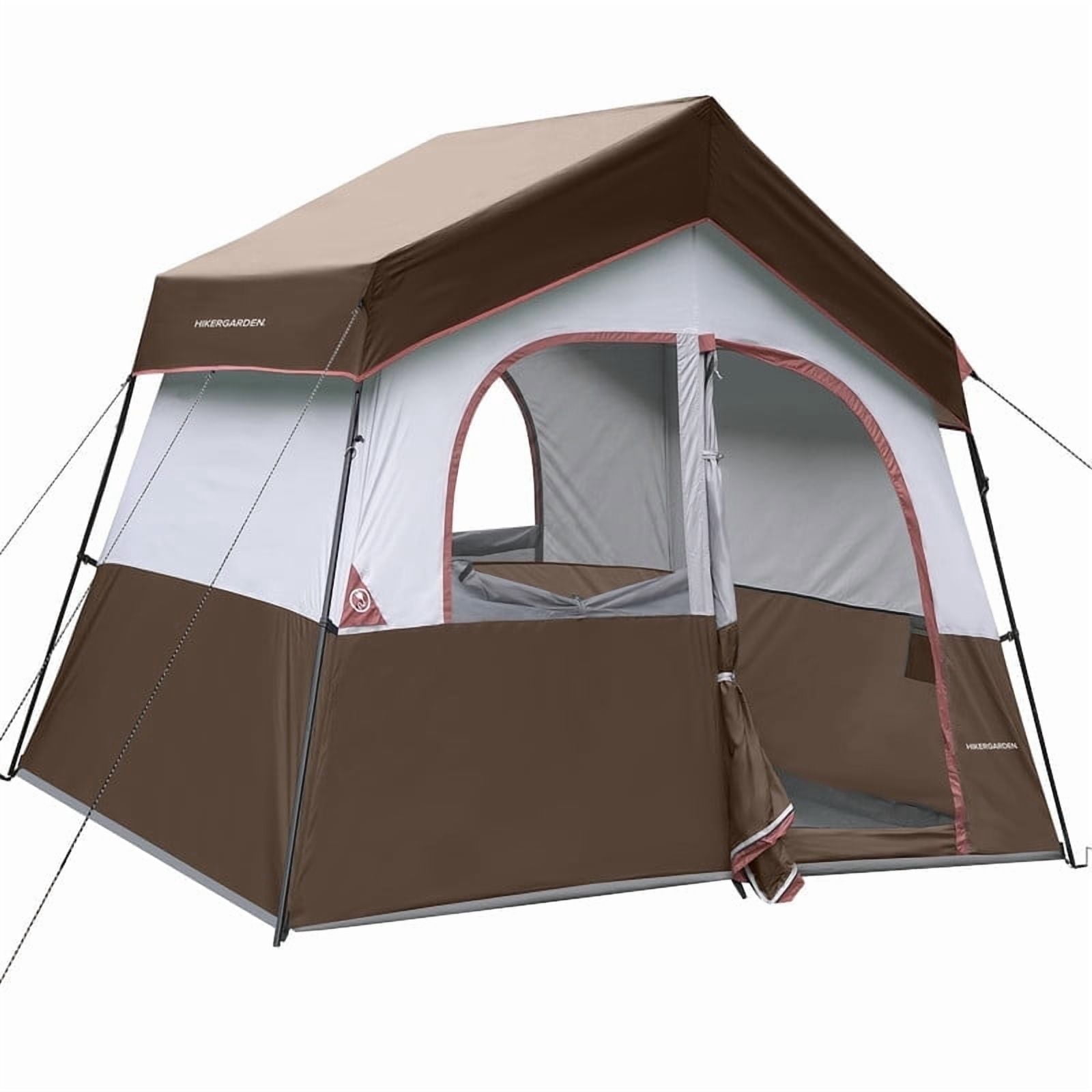 HIKERGARDEN 6 Person Camping Tent - Portable Easy Set Up Family Tent for Camp, Windproof Fabric Cabin Tent Outdoor for Hiking, Backpacking, Traveling