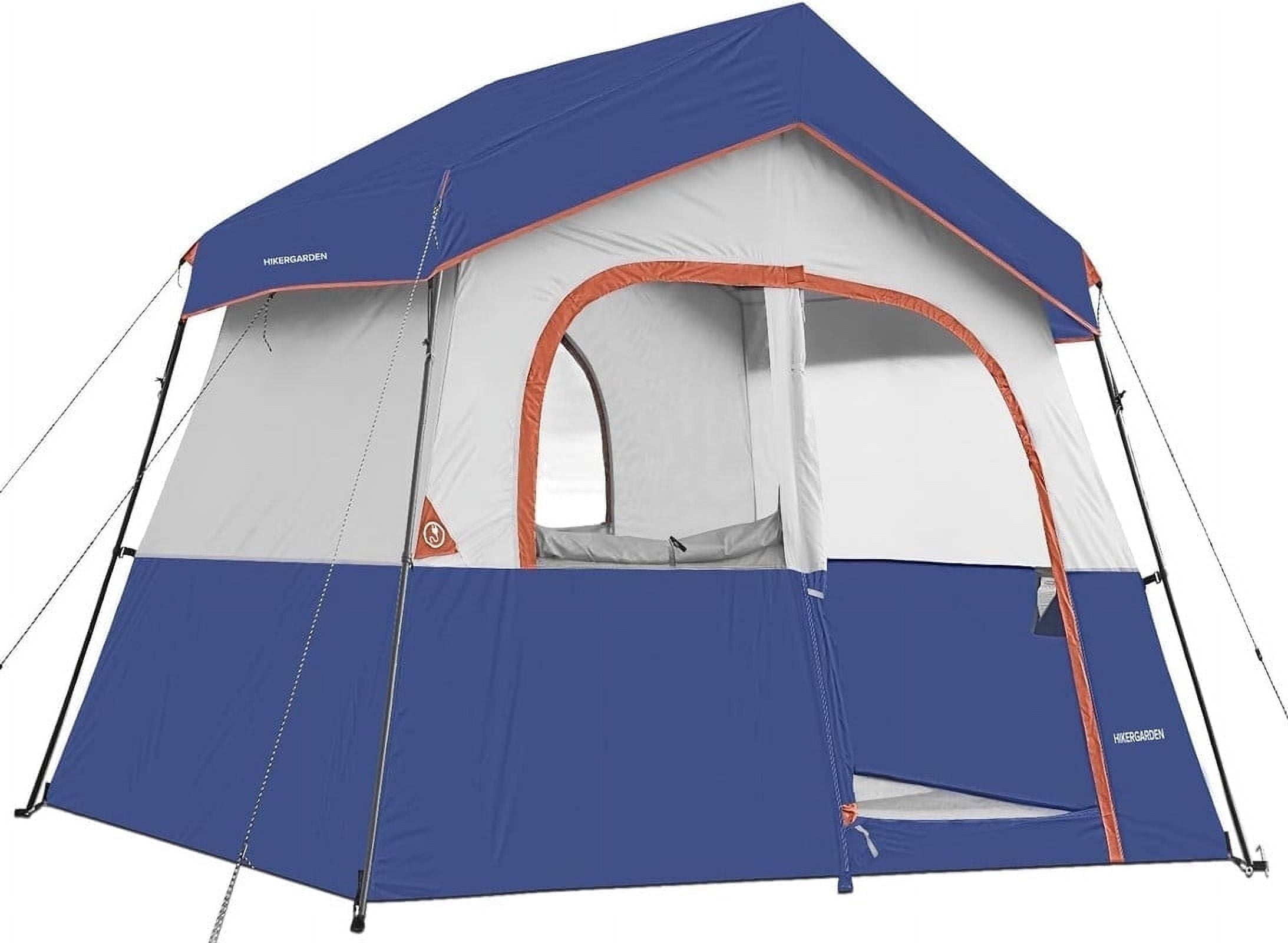 HIKERGARDEN 6 Person Camping Tent - Portable Easy Set Up Family Tent for Camp, Windproof Fabric Cabin Tent Outdoor for Hiking, Backpacking, Traveling