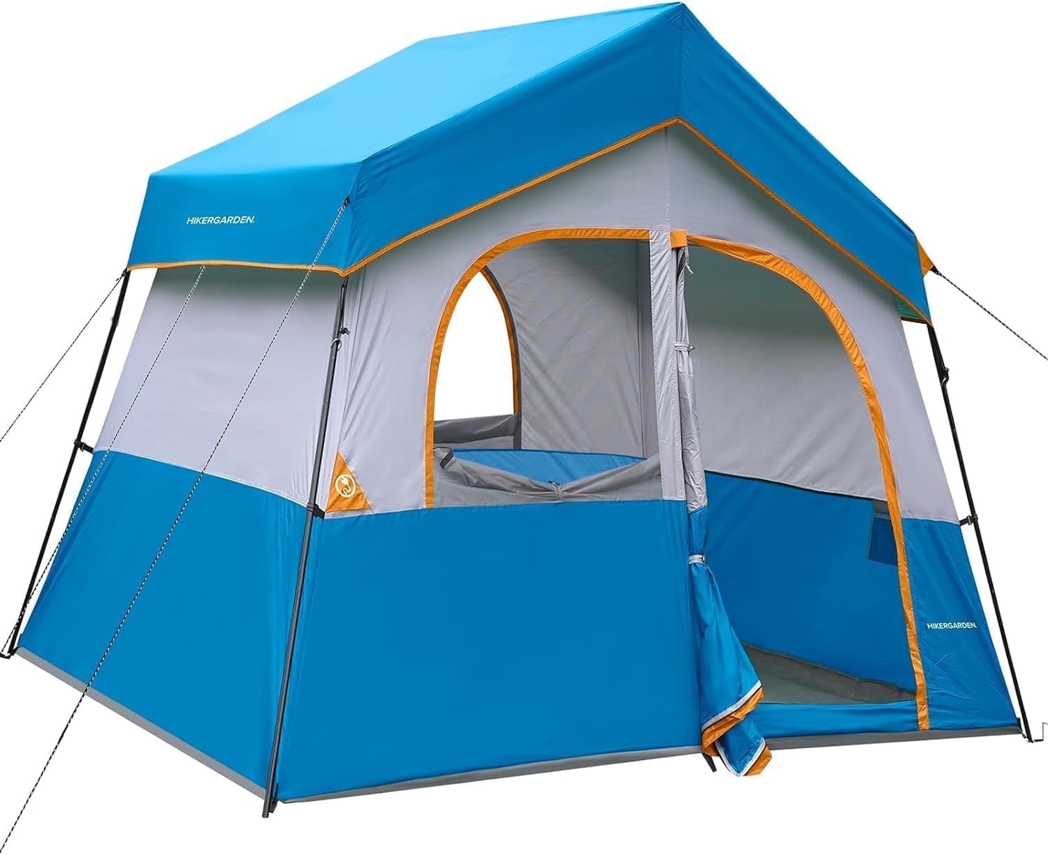 HIKERGARDEN 6 Person Camping Tent - Portable Easy Set Up Family Tent for Camp, Windproof Fabric Cabin Tent Outdoor for Hiking, Backpacking, Traveling