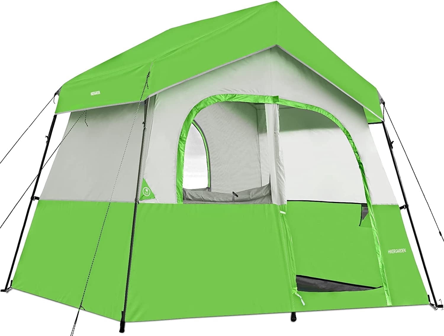 HIKERGARDEN 6 Person Camping Tent - Portable Easy Set Up Family Tent for Camp, Windproof Fabric Cabin Tent Outdoor for Hiking, Backpacking, Traveling