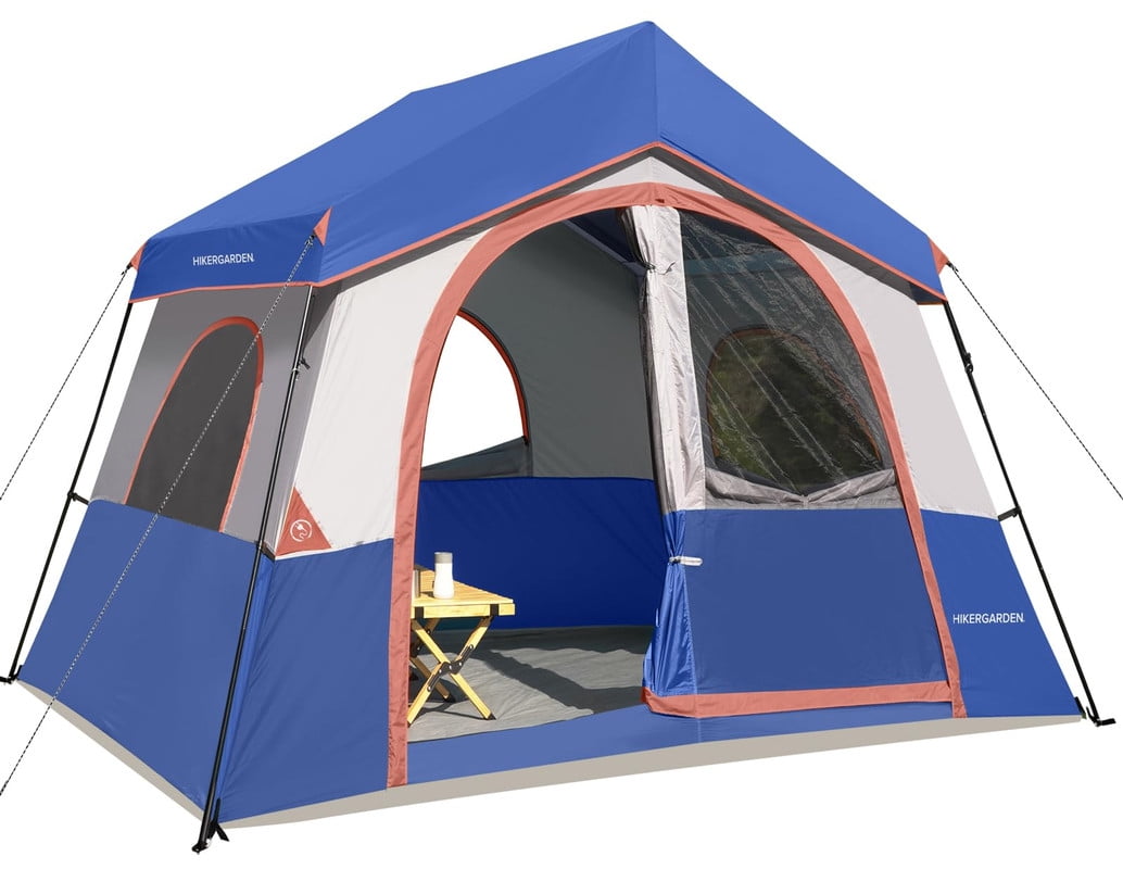 HIKERGARDEN 8 Person Camping Tent - Portable Family Cabin Tent for Camp, Windproof Fabric Camp Tent Outdoor for Hiking, Backpacking, Traveling