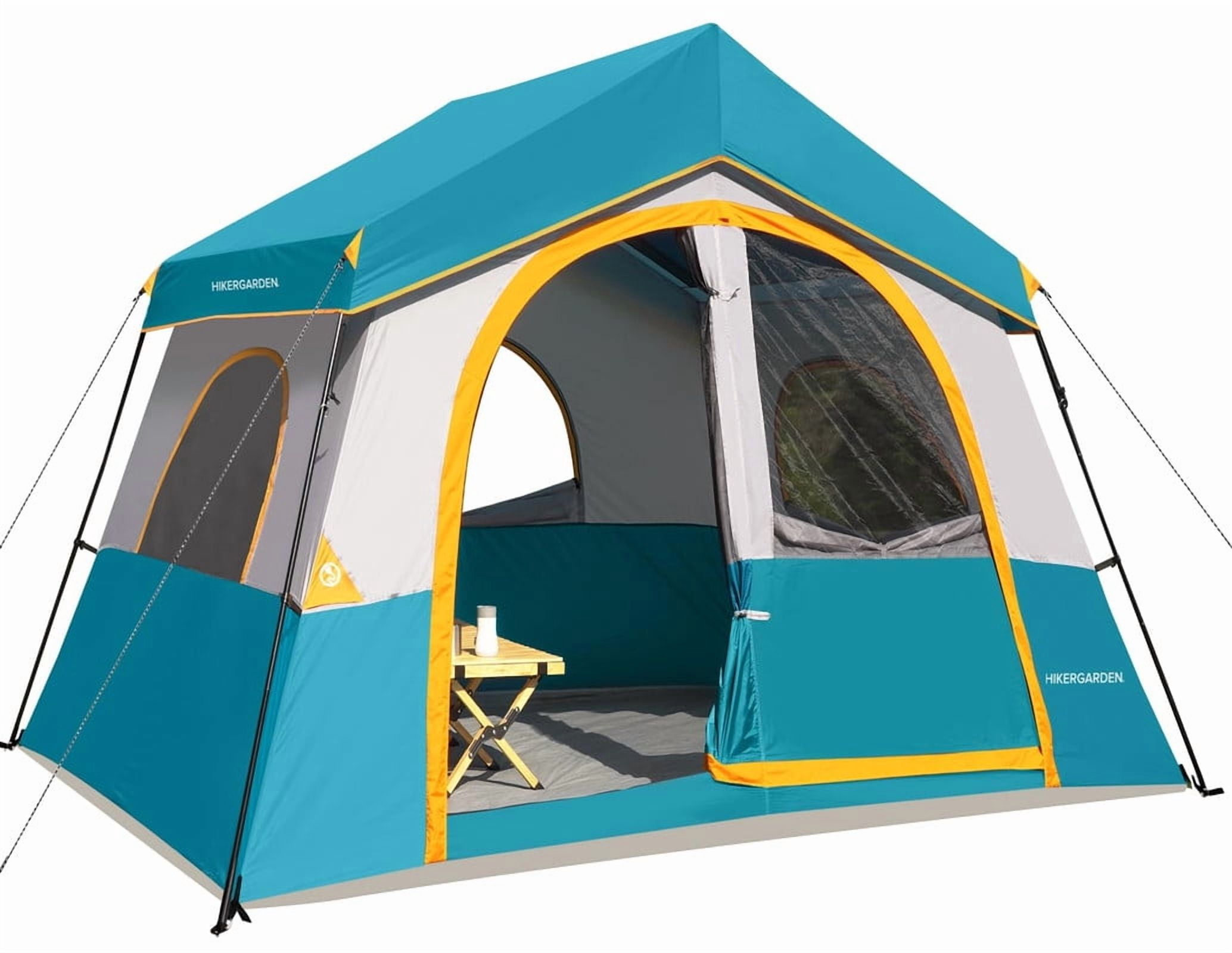 HIKERGARDEN 8 Person Camping Tent - Portable Family Cabin Tent for Camp, Windproof Fabric Camp Tent Outdoor for Hiking, Backpacking, Traveling