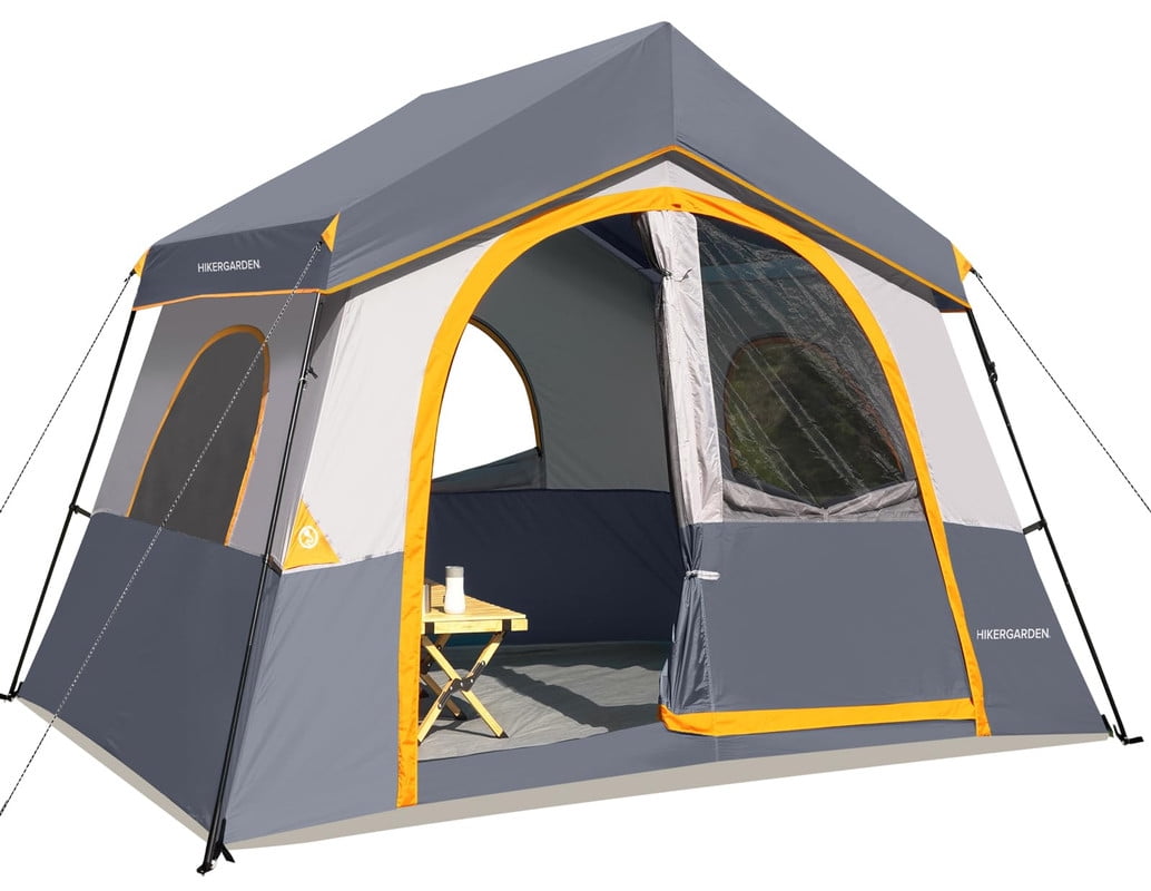 HIKERGARDEN 8 Person Camping Tent - Portable Family Cabin Tent for Camp, Windproof Fabric Camp Tent Outdoor for Hiking, Backpacking, Traveling