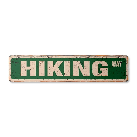 HIKING Vintage Plastic Street Sign caving hiker backpacker climber hike | Indoor/Outdoor | 36" Wide