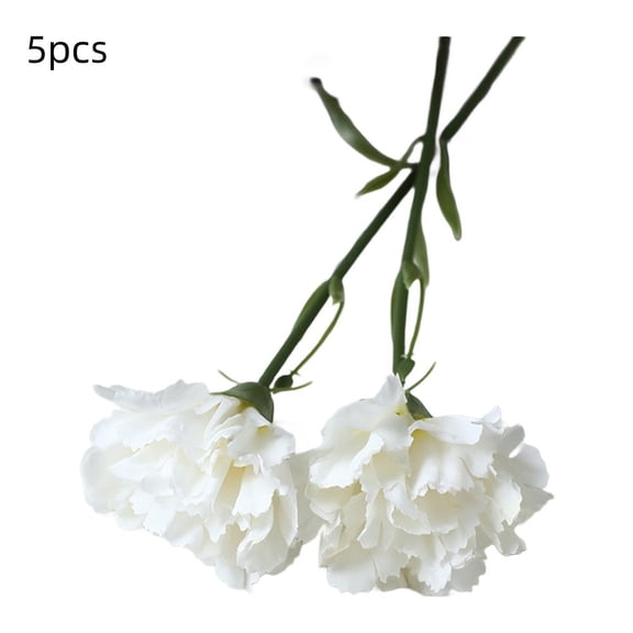 HIKVEX 5Pcs Artificial for Mini Carnation Silk Flower for Mothers Day and Home Decor White