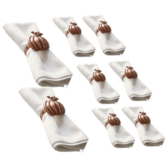 HIKVEX 8Pcs Metal Electroplated Pumpkin Napkin Rings for Halloween Thanksgiving Table C