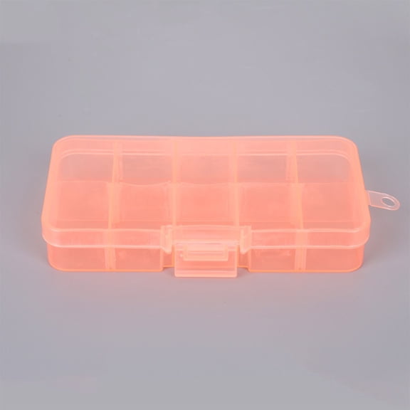HIKVEX Adjustable Divider Storage Box - Clear Plastic Organizer Case with 10 Grids, Pills, Beads and Small Tools, White