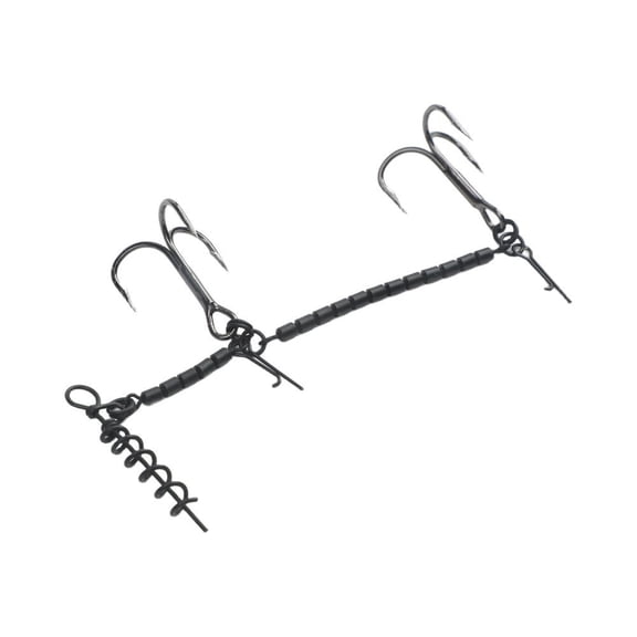 HIKVEX Fishing Rig Treble Hook Barbed Corkscrew Pike Stinger Stainless Steel 14cm