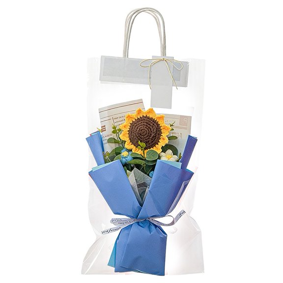 HIKVEX Handcrafted Artificial Flower Sunflower Bouquet- Perfect Present for Her Blue