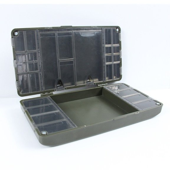 HIKVEX Large Plastic Fishing Hook Box with Magnetic Closure and Multi Section Storage