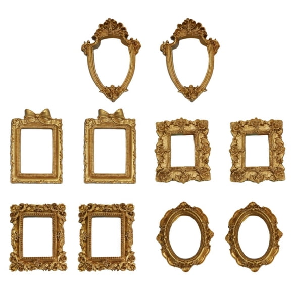 HIKVEX Pocket Gold Picture Frames - 10-Pack in 5 Stylish Designs for Decor