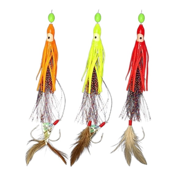HIKVEX Saltwater Fishing String Hooks 4/0 Barbed Bait Lures for Squid Cod Seabass Boat