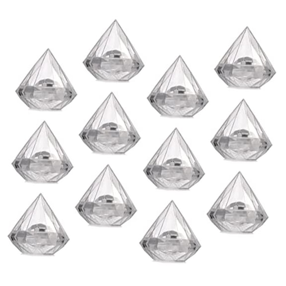 HIKVEX Set Of 12 Clear Diamond Shaped Candy Boxes Plastic for Event Decorations