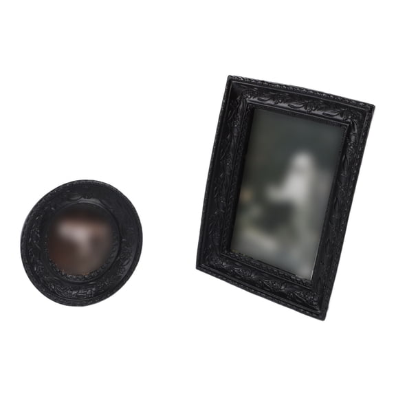 HIKVEX Vintage Black Baroque Picture Frames Ornate Resin Photo Frame Set with 3X3 Round and 4X6 Rectangular Sizes for Tabletop Display Set