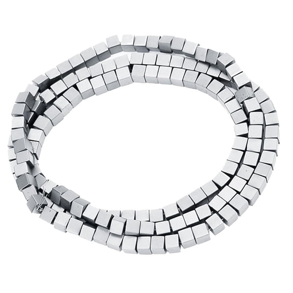 HILABEE 1 Strand / 92pcs Vacuum Hematite Square Loose Colored 3mm Man / Beads - silver