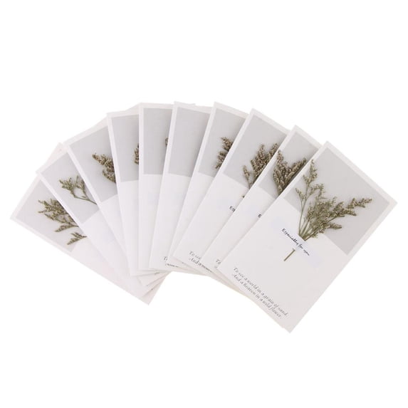 HILABEE 10 Pack Elegant Wedding Dried Flowers Card Greeting Card Thank You Cards Postcard Party Supplies - Limonium