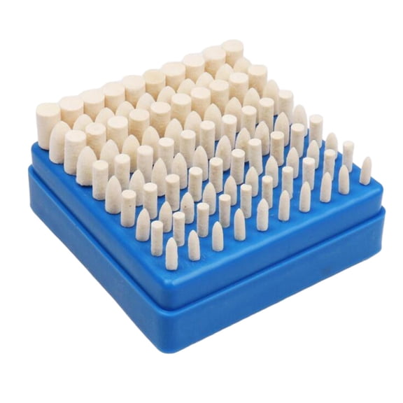 HILABEE 100 Pcs Abrasive Mounted Polishing Bits Grinding Point Polishing Wheels 1/8 Inch Shank Buffing Bits 2 Shaped and 5 Sizes Polishing Heads - Wool Felt Grind Head