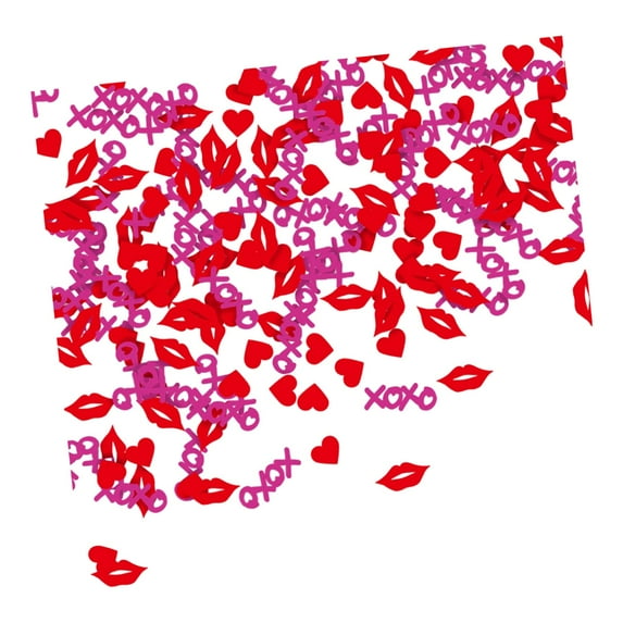 HILABEE 100Pcs Heart Confetti Table Scatter Confetti Valentine's Day Decoration Red Lips for Celebrations Wedding Engagement Birthday Rose Red Letter