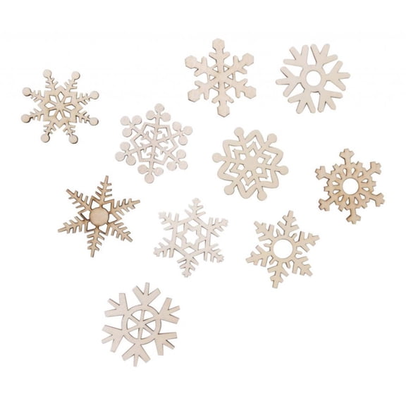 HILABEE 10Pcs Assorted Wooden Snowflake Cutout Christmas Tree Hanging Decor Ornament