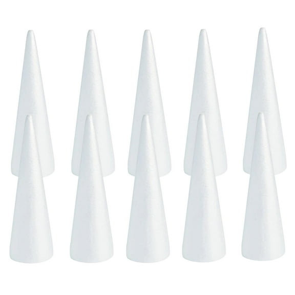 HILABEE 10Pcs Craft Foam Cones Foam Tree Cones Handmade Decorations Polystyrene Cones for Festival Wedding Party Celebration Modeling 7cmx2.3cm