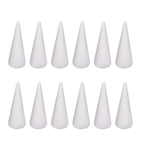 HILABEE 12 Foam Cones, Craft Cones, Polystyrene Shapes, Decorative Cones, DIY Projects for Handicrafts, Christmas Tree Projects, Elf Designs for Children' 20cm