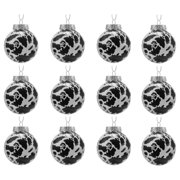 HILABEE 12 Pieces Cow Print Christmas Ball Ornaments Western Theme Baubles Country Style Hanging Balls Pp Construction Suitable for Holiday Tree Decorating Party Display Black White