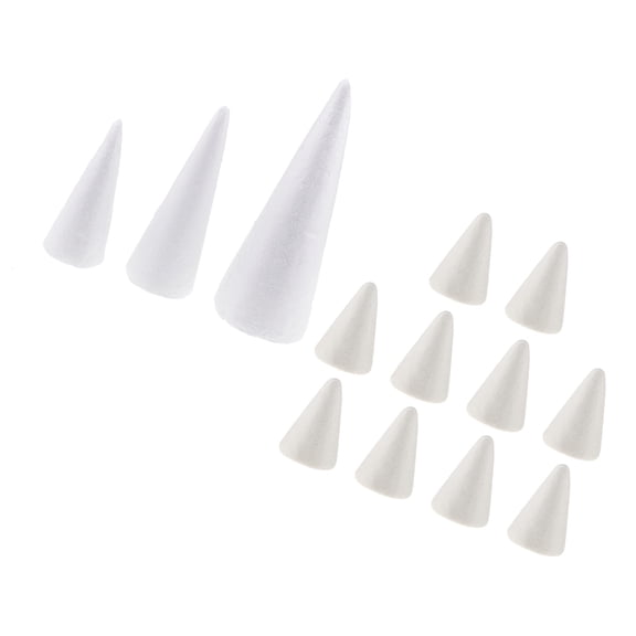 HILABEE 13 Pieces 15/20/25cm White Cone Shaped Modelling Foam Polystyrene Styrofoam Christmas Xmas Wedding Party Decorations Ornaments