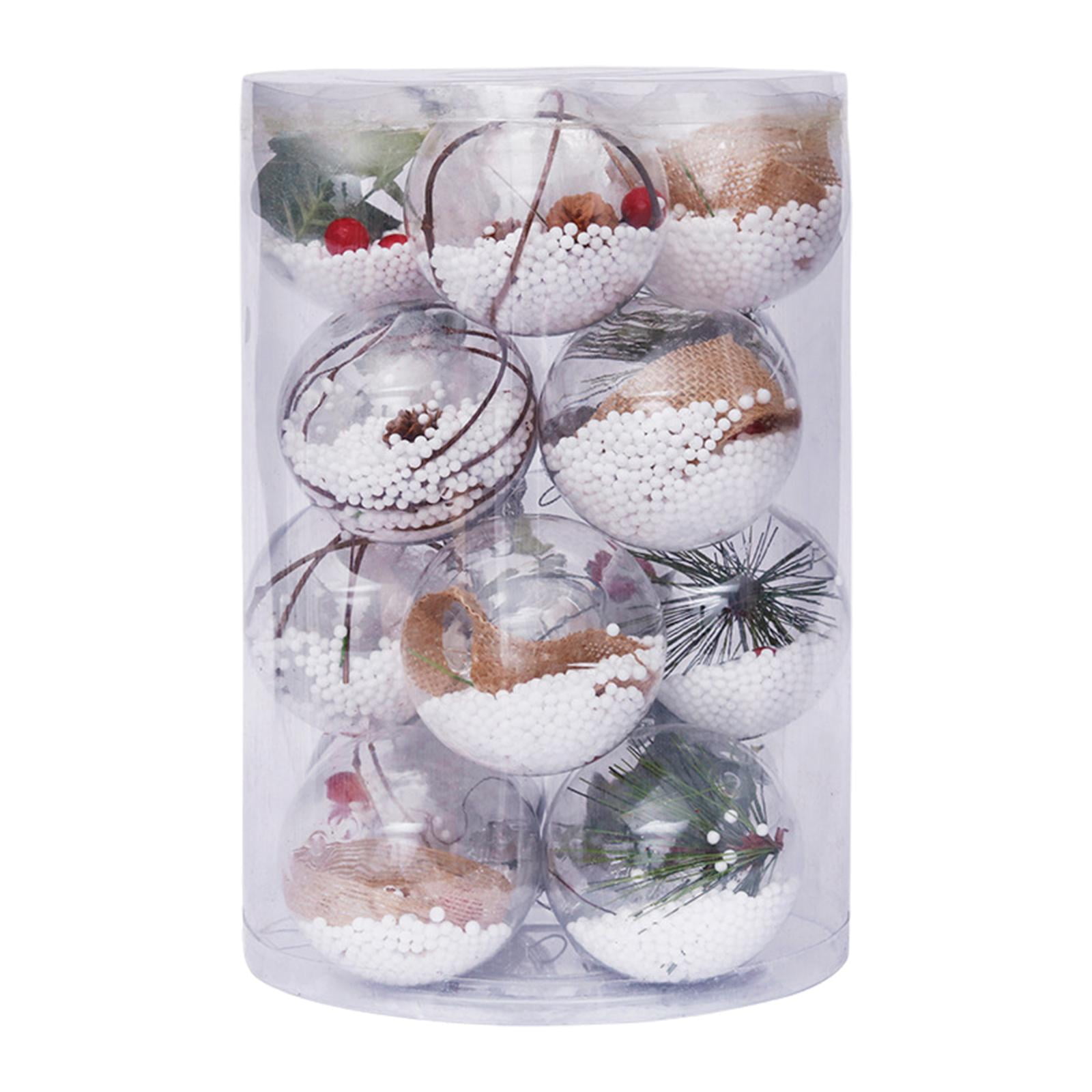 HILABEE 16Pcs Christmas Ball Balls with Hanging Loop Transparent DIY Tree Crafts Christmas Tree Ornaments for Festive Party Festivals