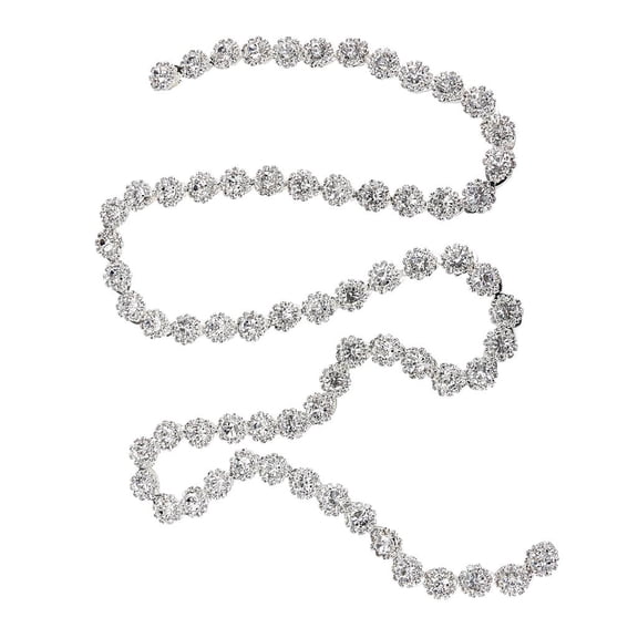 HILABEE 1Yard Round Flower Crystal Rhinestone Chain Sewing Trims Craft Decor Silver