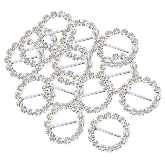 HILABEE 2 16 Pieces Rhinestone Ribbon Buckles Sliders Wedding Favors Round Shape 3 Pcs