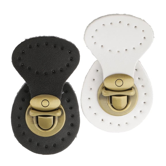 HILABEE 2 Pieces White & Black Genuine Leather Bag Lock Fasteners Snap Buckles For Shoulder/crossbody Bag Handbag Clasp Replacement