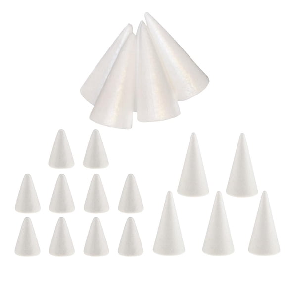 HILABEE 20 Piece Unfinished Blank DIY Christmas Tree Cone Shape Polystyrene Styrofoam Foam For Modeling Craft DIY Painting Drawing 70/100/150mm