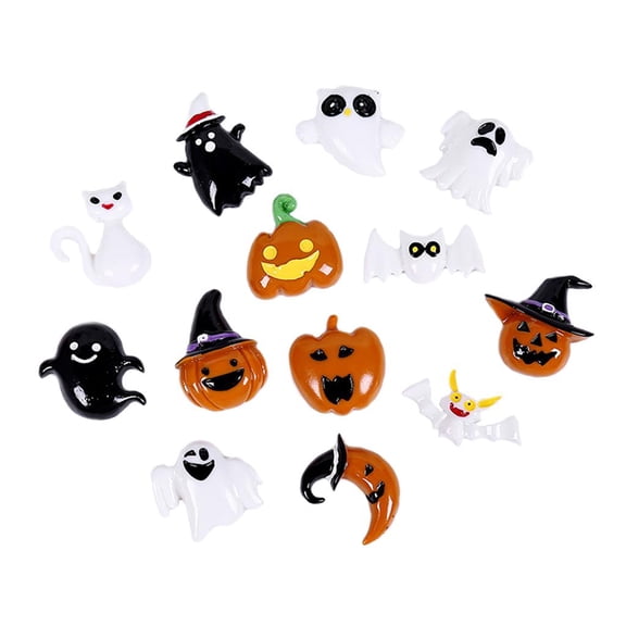 HILABEE 20 Pieces Mix Lots Flat Back Buttons Halloween Resin Flatback Cabochons Embellishments Resin Button Crafts DIY Decoration Craft Accessory