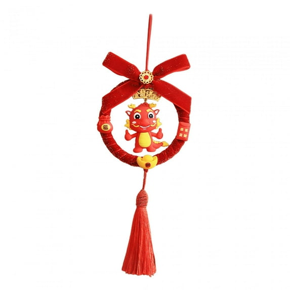 HILABEE 2024 Chinese New Year Hanging Decoration Charm Tassel Ornament Red Decorative Lucky Fu Character for Door Home Party Supplies B