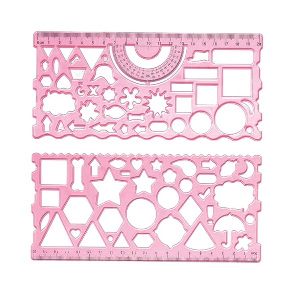 HILABEE 20cm Geometric Ruler, Portable Lightweight Stencils Multifunctional Drawing Template for Architect Gift Measuring Tool Engineering Drafting Red