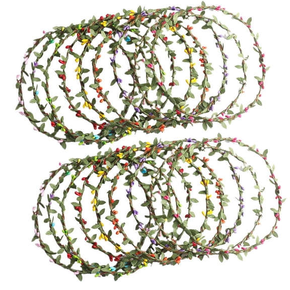 HILABEE 20pcs/set Rattan Flower Headband, Multicolor Bohemian Flower Crown Garland Headpieces Wedding Party Favor for Girls Women