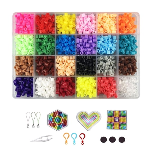 HILABEE 2400 Pcs Hama Beads Fuse Beads Handmade Craft Pixel Art Project , 1, 5mm Style 1