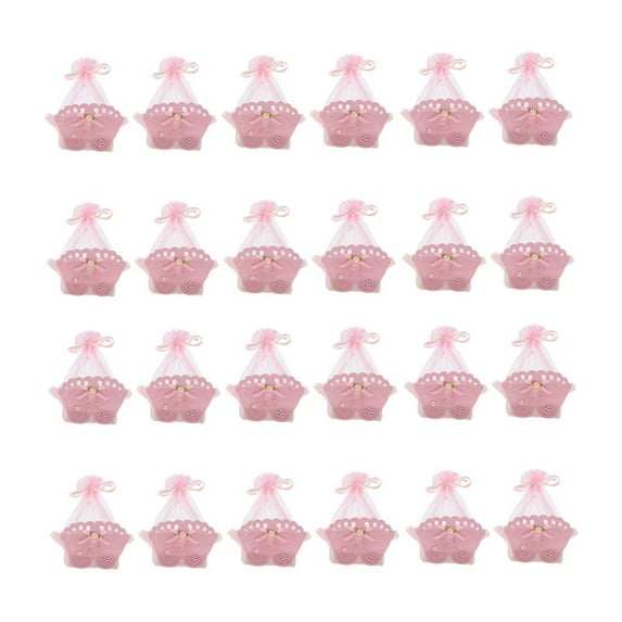 HILABEE 24x Baby Footprint Gift Box Girl Boys Baby Shower Birthday Candy Bag Pouch Favor