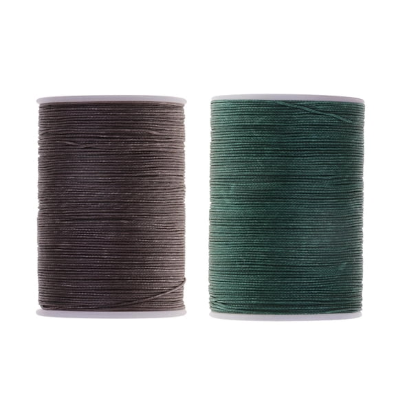 HILABEE 2pcs 130M 0.5mm Round Polyester Waxed Thread Sewing Stitching Coffee