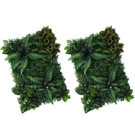 HILABEE 2x Artificial Boxwood Panels Topiary Hedge Plants Artificial Greenery Fence Panels for Greenery Walls,Garden,Privacy Screen,Backyard, Home Decoration Green A