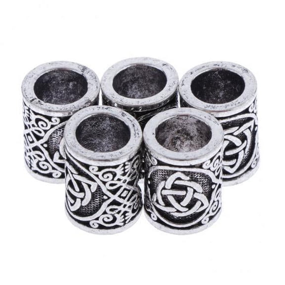 HILABEE 2x Beard Dreadlocks Beads Runes Knots Runes Bracelet Findings Jewellery (5 Pcs)