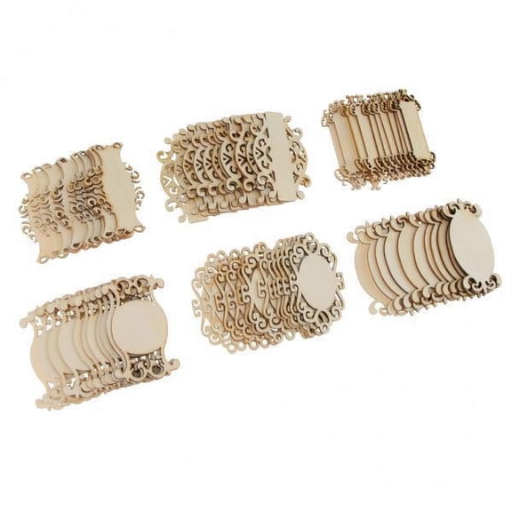HILABEE 2x Pieces of 72 Unpainted Blank Mirror Cutout Wooden Chips Gift Tags Labels Home Decor