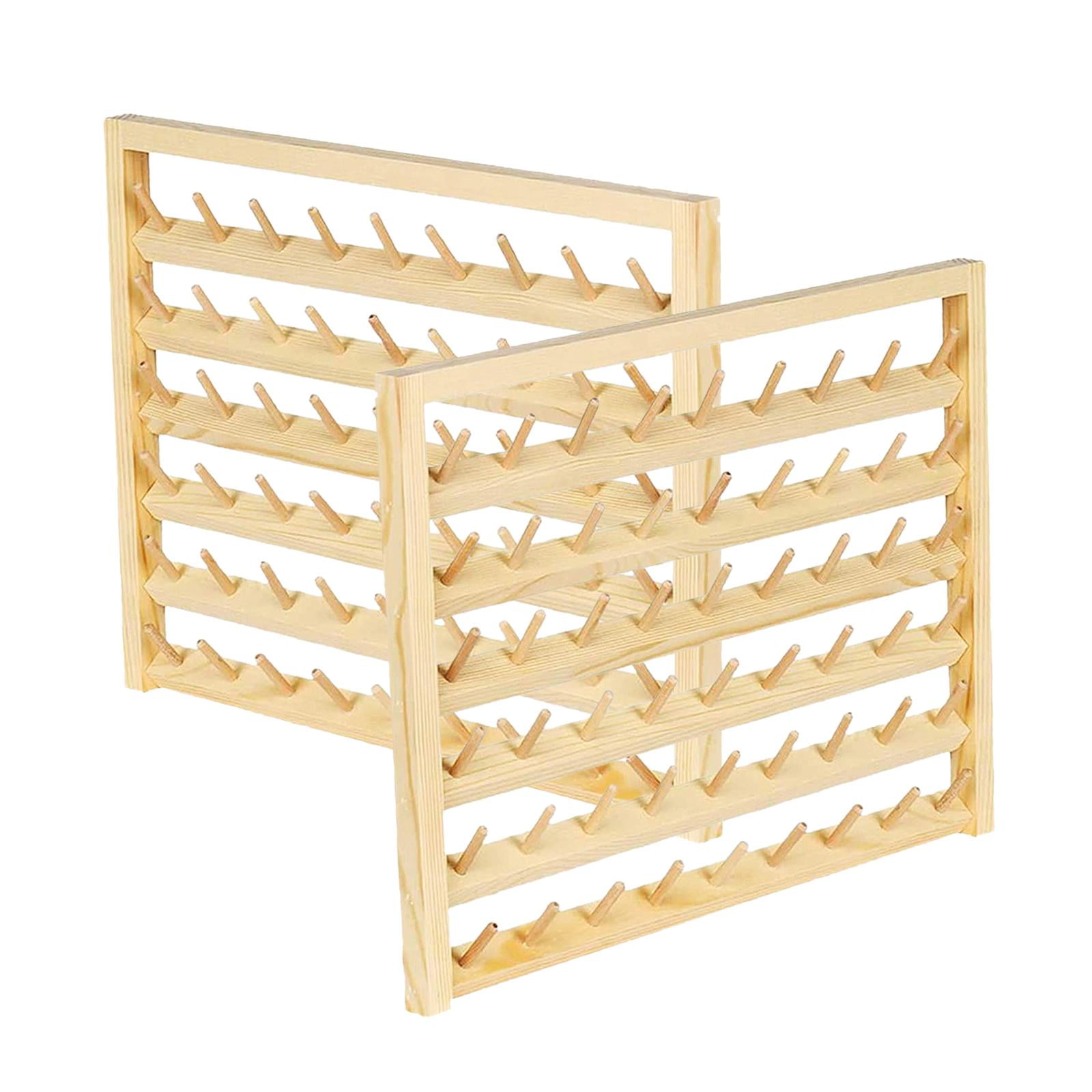 HILABEE 2x Wood Wall Mounted Thread Holder Stand Shelf Organizer Embroidery Sewing Storage Holder Quilting Knitting Hair-braiding Accessories Decor